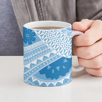 Bula Fiji Classic Masi Tapa Ceramic Mug Turquoise - Polynesian Pride