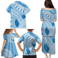 Bula Fiji Classic Masi Tapa Family Matching Puletasi and Hawaiian Shirt Turquoise - Polynesian Pride