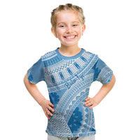 Bula Fiji Classic Masi Tapa Kid T Shirt Turquoise - Polynesian Pride