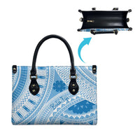 Bula Fiji Classic Masi Tapa Leather Bag Turquoise - Polynesian Pride