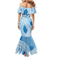 Bula Fiji Classic Masi Tapa Mermaid Dress Turquoise - Polynesian Pride
