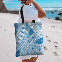 Bula Fiji Classic Masi Tapa Tote Bag Turquoise - Polynesian Pride