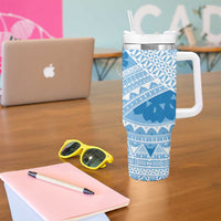 Bula Fiji Classic Masi Tapa Tumbler With Handle Turquoise - Polynesian Pride