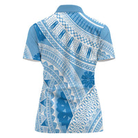 Bula Fiji Classic Masi Tapa Women Polo Shirt Turquoise - Polynesian Pride