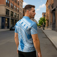 Bula Fiji Classic Masi Tapa Zipper Polo Shirt Turquoise - Polynesian Pride