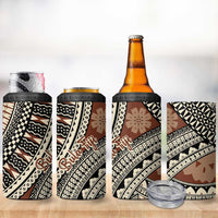 Bula Fiji Classic Masi Tapa 4 in 1 Can Cooler Tumbler Vintage Brown - Polynesian Pride