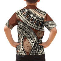 Bula Fiji Classic Masi Tapa Family Matching Long Sleeve Bodycon Dress and Hawaiian Shirt Vintage Brown - Polynesian Pride