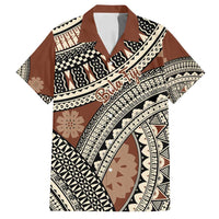 Bula Fiji Classic Masi Tapa Family Matching Long Sleeve Bodycon Dress and Hawaiian Shirt Vintage Brown - Polynesian Pride