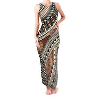 Bula Fiji Classic Masi Tapa Family Matching Tank Maxi Dress and Hawaiian Shirt Vintage Brown - Polynesian Pride