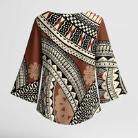 Bula Fiji Classic Masi Tapa Kimono Sleeve Blouse Vintage Brown - Polynesian Pride