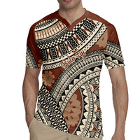 Bula Fiji Classic Masi Tapa Rugby Jersey Vintage Brown - Polynesian Pride