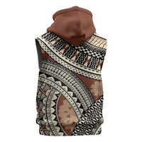 Bula Fiji Classic Masi Tapa Sleeveless Zip Hoodie Vintage Brown - Polynesian Pride