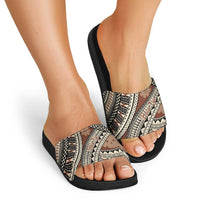 Bula Fiji Classic Masi Tapa Slide Sandals Vintage Brown - Polynesian Pride