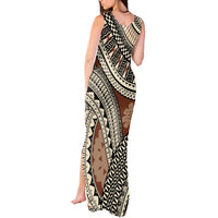 Bula Fiji Classic Masi Tapa Tank Maxi Dress Vintage Brown - Polynesian Pride