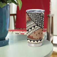 Bula Fiji Classic Masi Tapa Tumbler Cup Vintage Brown - Polynesian Pride