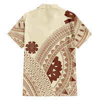 Bula Fiji Classic Masi Tapa Family Matching Short Sleeve Bodycon Dress and Hawaiian Shirt Vintage Beige - Polynesian Pride