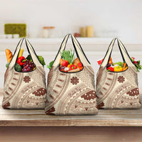 Bula Fiji Classic Masi Tapa Grocery Bag Vintage Beige - Polynesian Pride