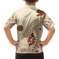 Bula Fiji Classic Masi Tapa Kid Hawaiian Shirt Vintage Beige - Polynesian Pride