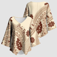 Bula Fiji Classic Masi Tapa Kimono Sleeve Blouse Vintage Beige - Polynesian Pride