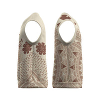 Bula Fiji Classic Masi Tapa Christmas Knitted V-Neck Vest Vintage Beige - Polynesian Pride