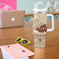 Bula Fiji Classic Masi Tapa Tumbler With Handle Vintage Beige - Polynesian Pride