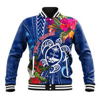 Guam Christmas Baseball Jacket Turtle Mix Tapa Felis Pasgua LT7 Unisex Blue - Polynesian Pride
