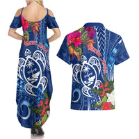 Guam Christmas Couples Matching Summer Maxi Dress and Hawaiian Shirt Turtle Mix Tapa Felis Pasgua LT7 - Polynesian Pride