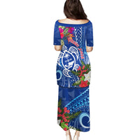 Guam Christmas Family Matching Puletasi Dress and Hawaiian Shirt Turtle Mix Tapa Felis Pasgua LT7 - Polynesian Pride