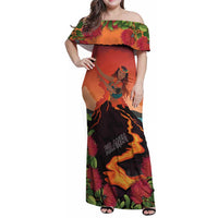 Hawaii Kilauea Volcano Family Matching Off Shoulder Maxi Dress and Hawaiian Shirt Pele Goddess LT7 Mom's Dress Colorful - Polynesian Pride