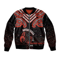 Maori Waitangi Sleeve Zip Bomber Jacket Kotahitanga Poutama Mix Whakairo - Polynesian Pride