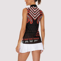 Maori Waitangi Women Sleeveless Polo Shirt Kotahitanga Poutama Mix Whakairo - Polynesian Pride