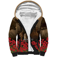 Australia - New Zealand ANZAC Lone Pine Sherpa Hoodie The Last Post LT7 Unisex Old Gold - Polynesian Pride