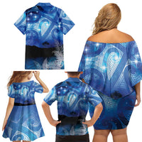 NZ Maori Matariki Scenery Family Matching Off Shoulder Short Dress and Hawaiian Shirt Galaxy Sky LT7 - Polynesian Pride