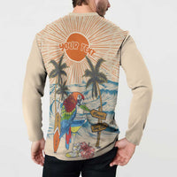 Personalized Christmas In July - Hawaii Retro Button Sweatshirt Lost In Parrot-dise