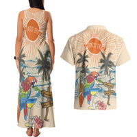 Personalized Christmas In July - Hawaii Retro Couples Matching Tank Maxi Dress and Hawaiian Shirt Lost In Parrot-dise