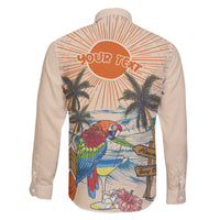 Personalized Christmas In July - Hawaii Retro Family Matching Off The Shoulder Long Sleeve Dress and Hawaiian Shirt Lost In Parrot-dise