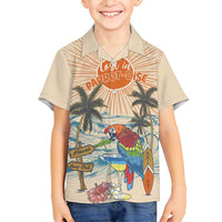 Personalized Christmas In July - Hawaii Retro Family Matching Puletasi and Hawaiian Shirt Lost In Parrot-dise LT7 Son's Shirt Beige - Polynesian Pride