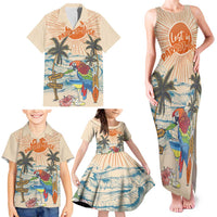 Personalized Christmas In July - Hawaii Retro Family Matching Tank Maxi Dress and Hawaiian Shirt Lost In Parrot-dise