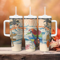 Personalized Christmas In July - Hawaii Retro Tumbler With Handle Lost In Parrot-dise