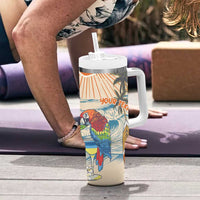 Personalized Christmas In July - Hawaii Retro Tumbler With Handle Lost In Parrot-dise