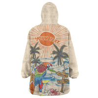 Personalized Christmas In July - Hawaii Retro Wearable Blanket Hoodie Lost In Parrot-dise