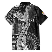 Fiji Rugby Personalised Bula Masi Family Matching Short Sleeve Bodycon Dress and Hawaiian Shirt Fish Tail Kaivity Cibi - Black LT7 - Polynesian Pride