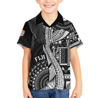 Fiji Rugby Personalised Bula Masi Family Matching Short Sleeve Bodycon Dress and Hawaiian Shirt Fish Tail Kaivity Cibi - Black LT7 Son's Shirt Black - Polynesian Pride