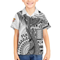 Fiji Rugby Personalised Bula Masi Family Matching Puletasi and Hawaiian Shirt Fish Tail Kaivity Cibi - White
