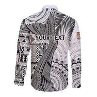 Fiji Rugby Personalised Bula Masi Long Sleeve Button Shirt Fish Tail Kaivity Cibi - White LT7 - Polynesian Pride