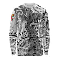 Fiji Rugby Personalised Bula Masi Long Sleeve Shirt Fish Tail Kaivity Cibi - White LT7 Unisex White - Polynesian Pride