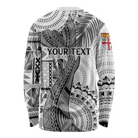 Fiji Rugby Personalised Bula Masi Long Sleeve Shirt Fish Tail Kaivity Cibi - White LT7 - Polynesian Pride