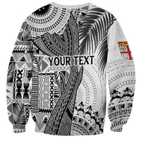 Fiji Rugby Personalised Bula Masi Sweatshirt Fish Tail Kaivity Cibi - White LT7 - Polynesian Pride