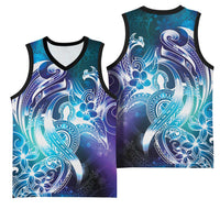 Aloha Hawaii Turtle Basketball Jersey Teal Purple Ribbon - Polynesian Pride