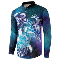 Aloha Hawaii Turtle Button Sweatshirt Teal Purple Ribbon - Polynesian Pride